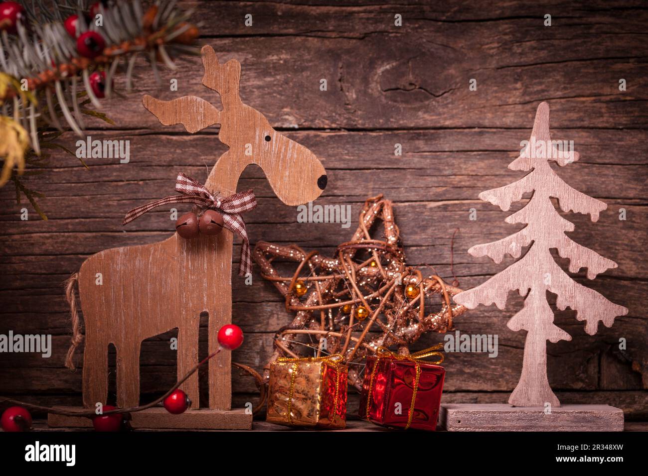 Naturale decorazioni di Natale Foto Stock