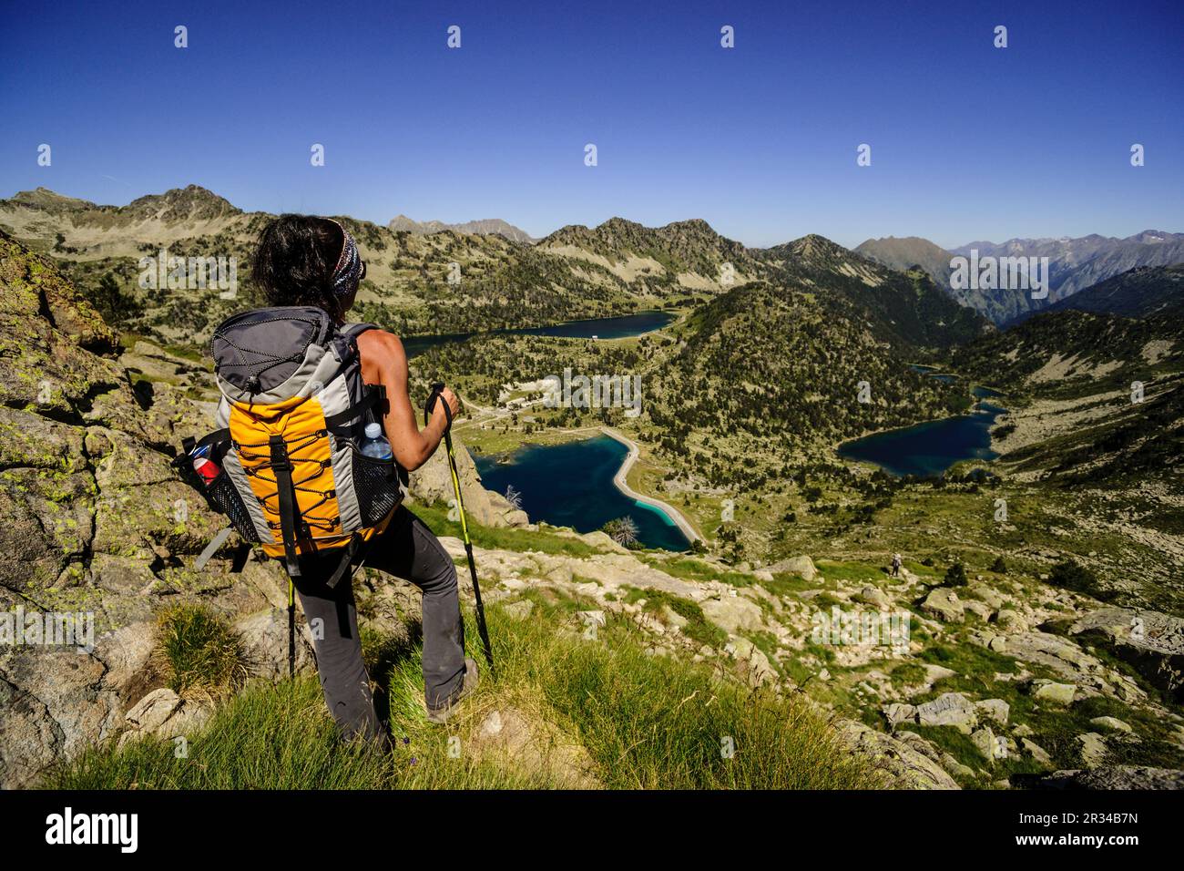 Ascenso al Pico Néouvielle, 3091 metros, Parque Natural de Neouvielle, Pirineo francés, Bigorre, Francia. Foto Stock