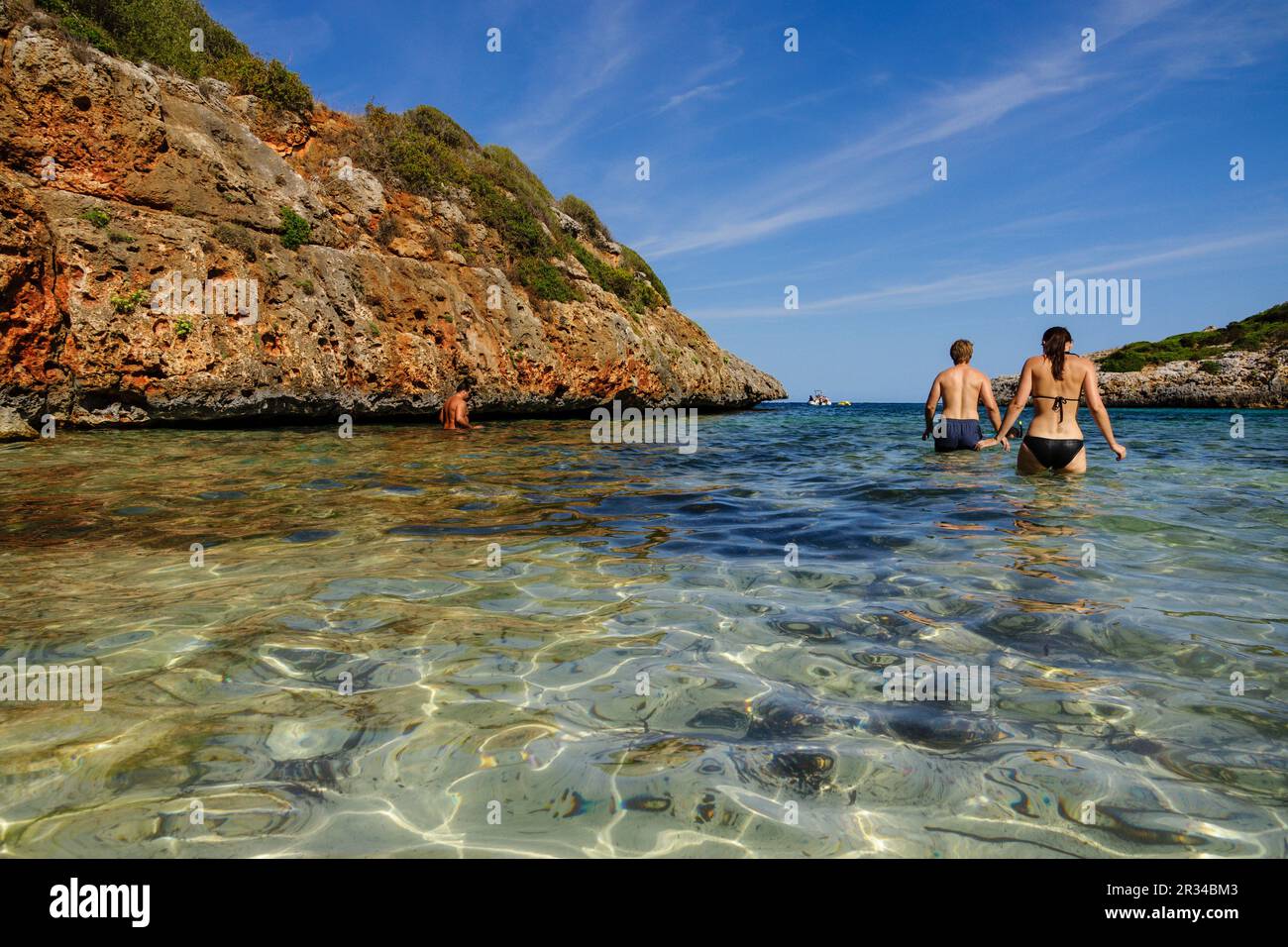 Playa de Cala Brafia, Felanitx, Tramuntana. Mallorca. Islas Baleares. Spagna. Foto Stock