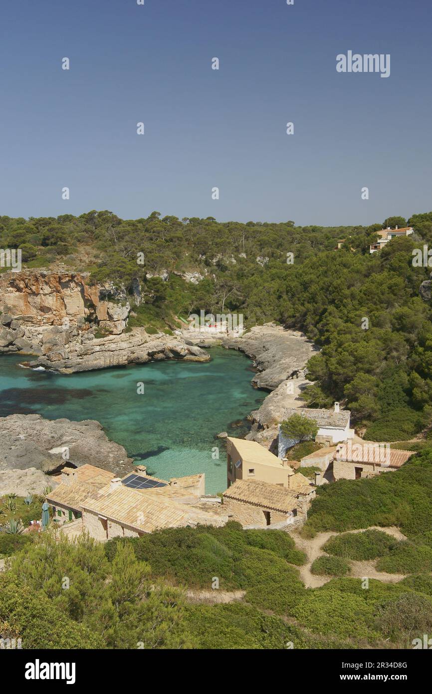 S'Almonia, cala. Santanyi. Migjorn.Mallorca.Baleares.España. Foto Stock