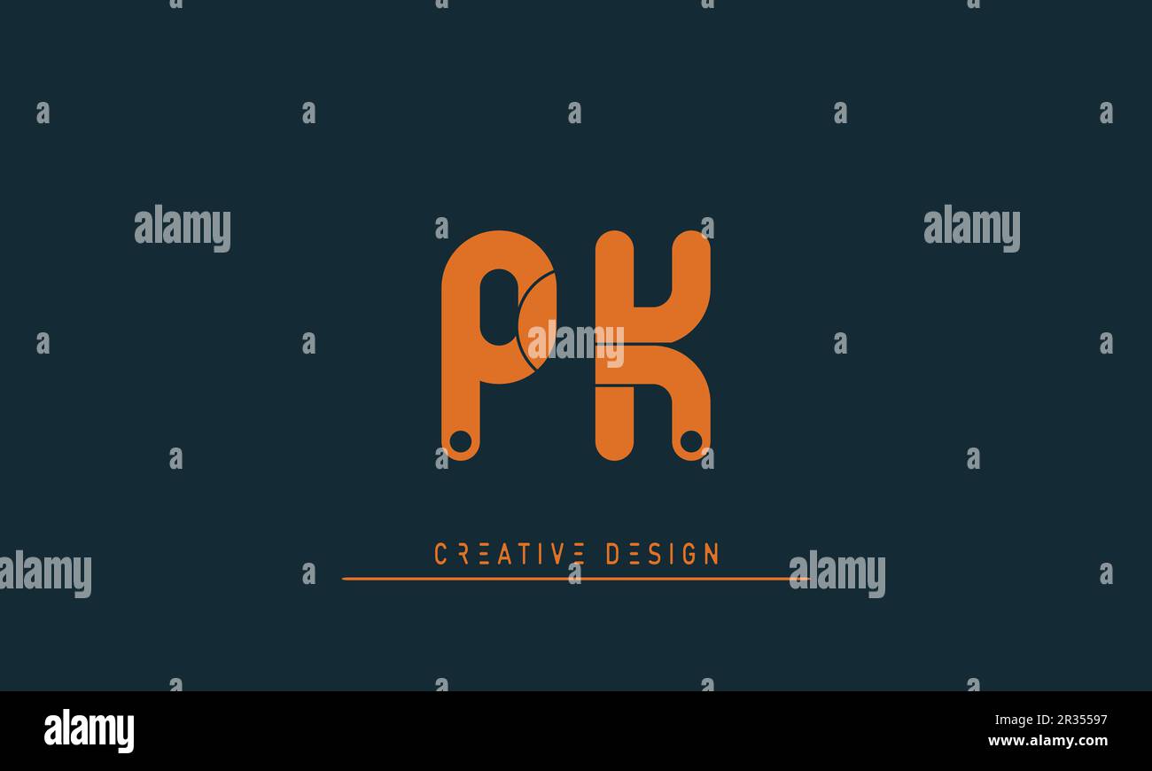 Lettere alfabetiche logo Creative moderno PK , KP Illustrazione Vettoriale