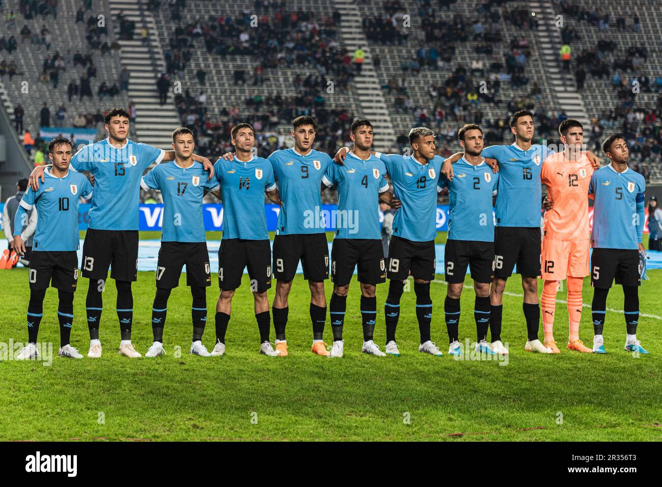 La Plata, Argentina. 22nd maggio, 2023. Squadra dell'Uruguay U20 durante la partita di Coppa del mondo FIFA U20 tra Uruguay e Iraq allo stadio la Plata. Credit: Mateo occhi (Sporteo) / Alamy Live News Foto Stock