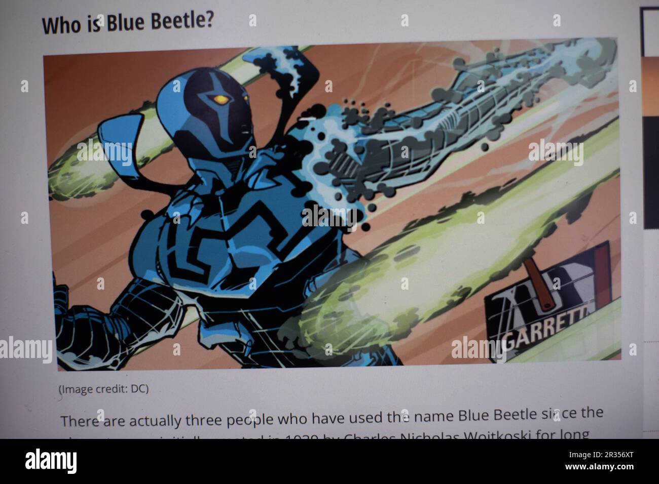 Personaggio comico Blue Beetle Foto Stock