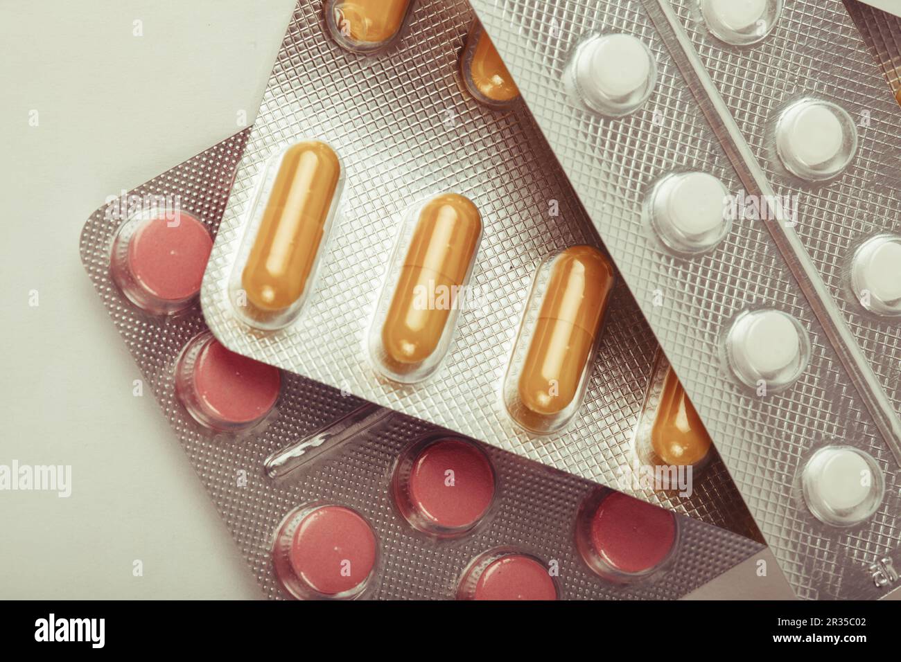 La varietà delle compresse Foto Stock