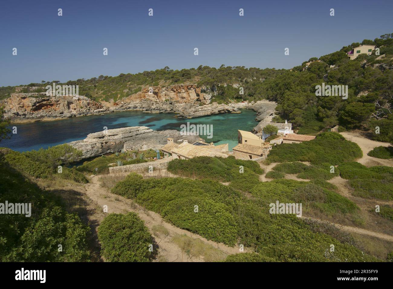 S'Almonia, cala. Santanyi. Migjorn.Mallorca.Baleares.España. Foto Stock