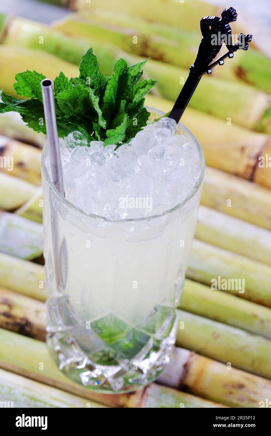 Un Mojito (cocktail con rum, succo di lime e menta) Foto Stock