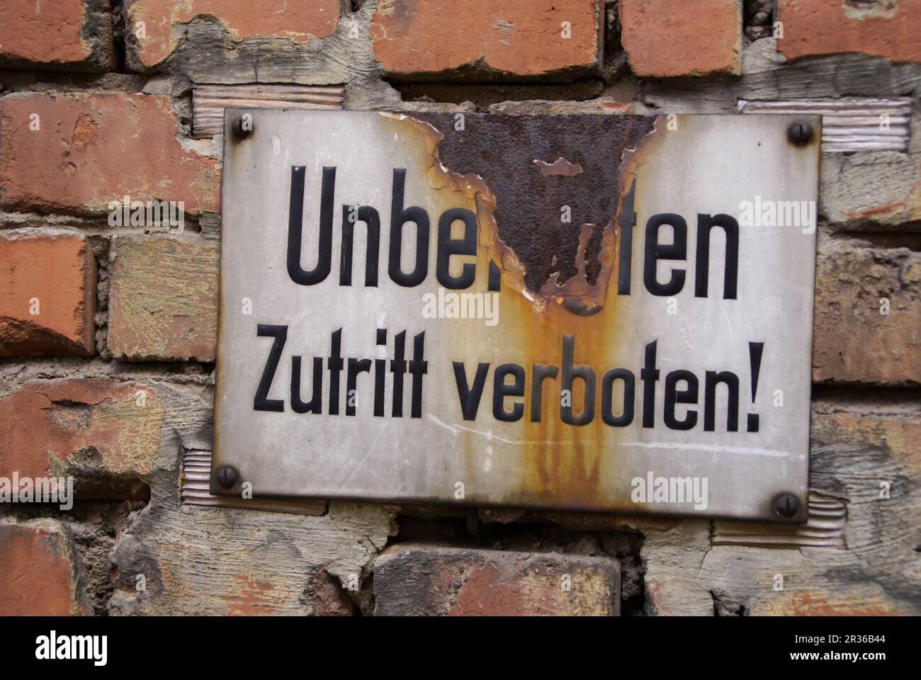 Cartello di divieto - accesso negato, Fuerth, Baviera, Germania Foto Stock