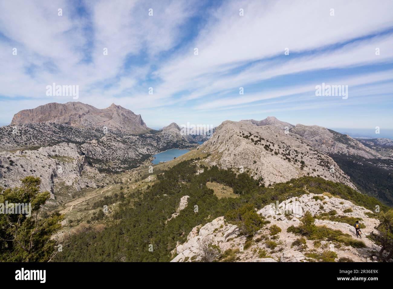 Puig Major, 1445 metro y Embalse de Cuber, Sierra de Tramuntana, Maiorca, isole Baleari, Spagna, Europa. Foto Stock