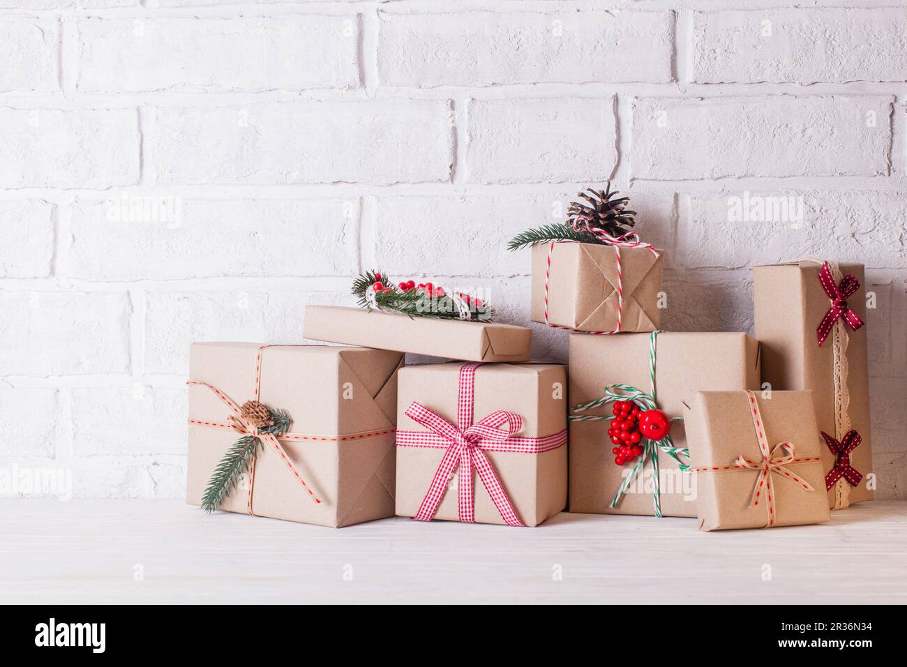 Natale scatole artigianali Foto Stock