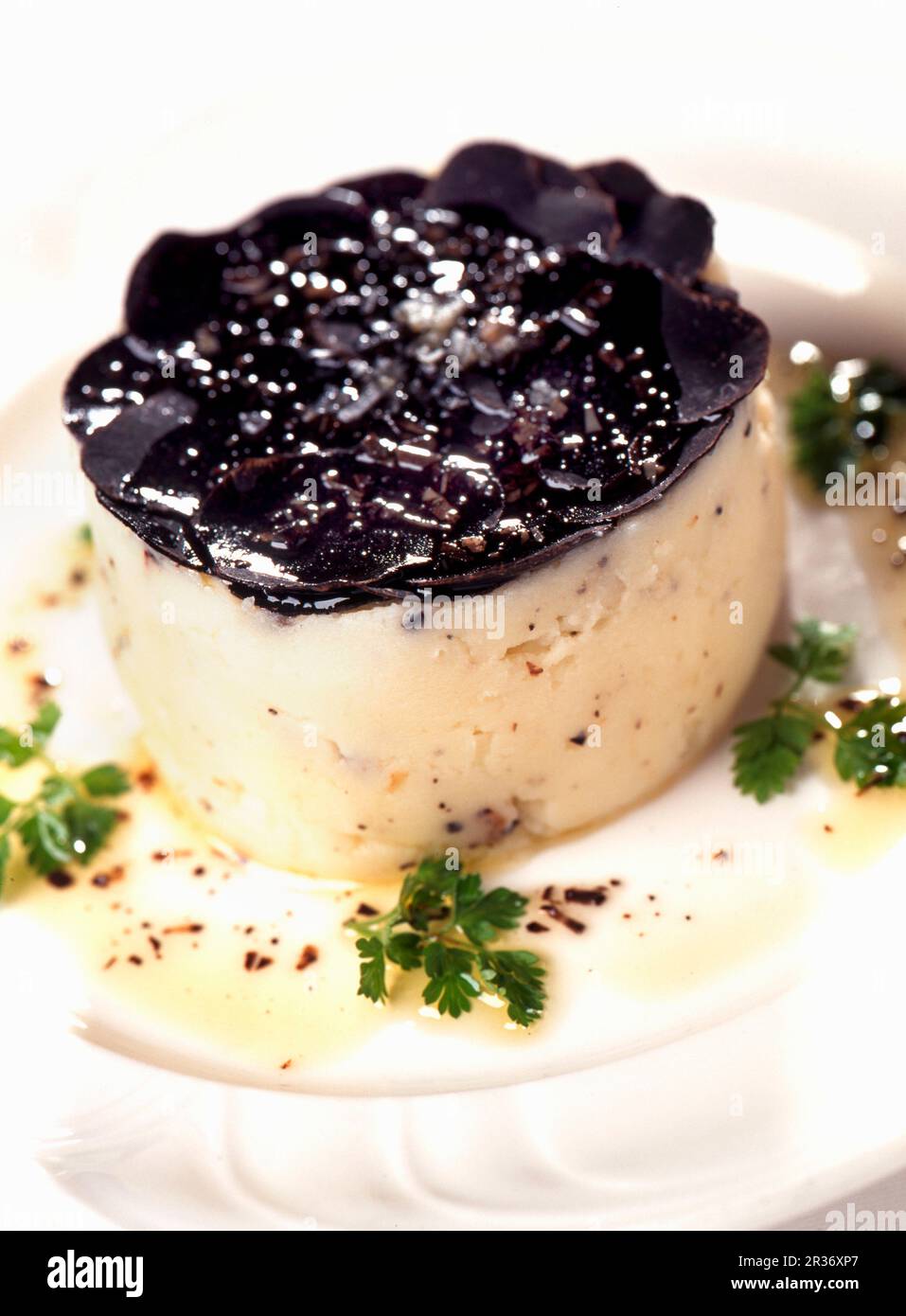 Purea di patate con Vacherin al tartufo Foto Stock