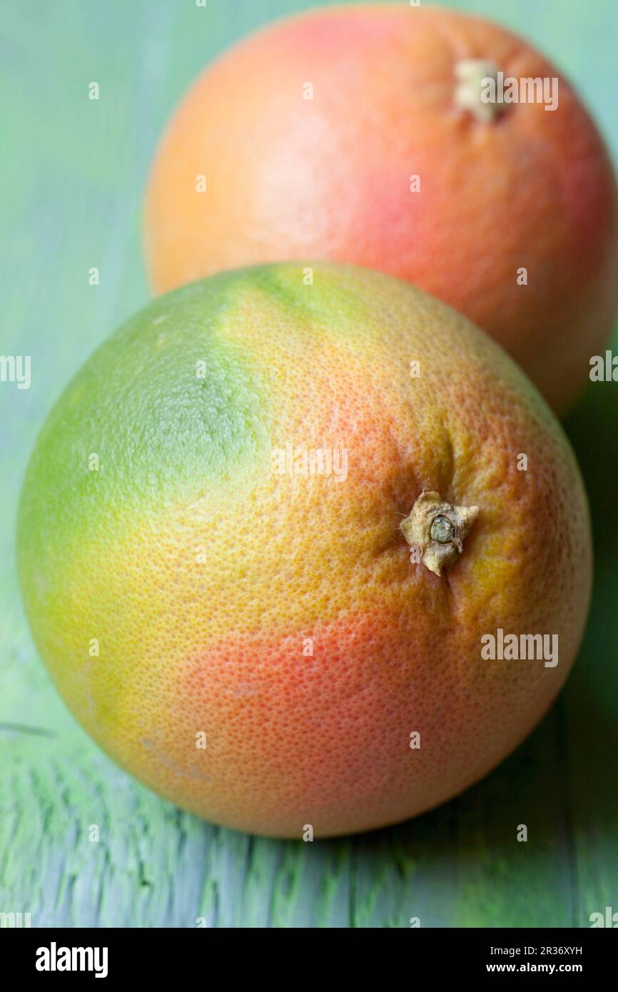 Due pompelmi interi Foto Stock