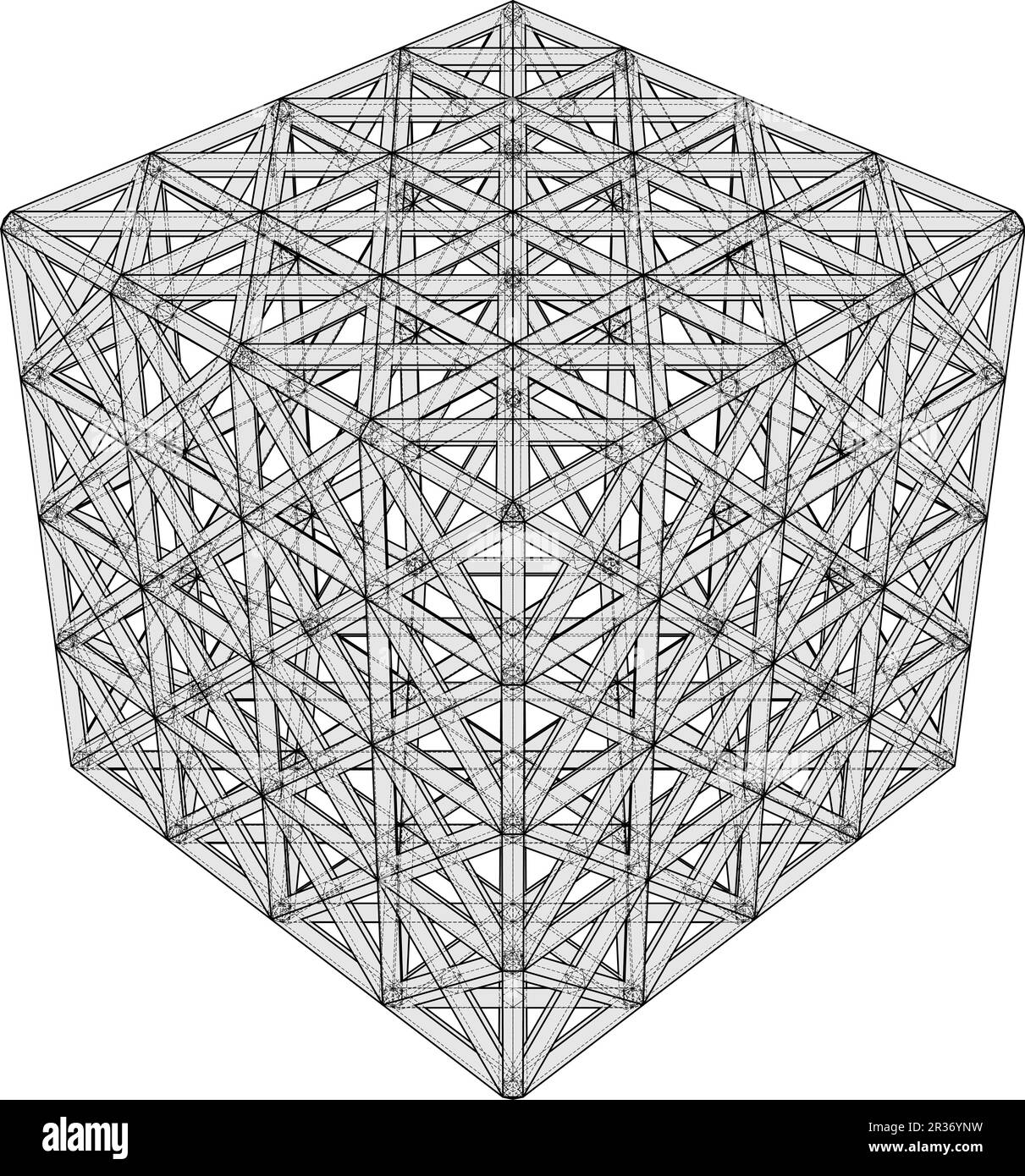 Vettore forma gabbia cubo. Illustrazione isolata su sfondo bianco. Un'illustrazione vettoriale della forma geometrica. Solido platonico. Figura geometrica. Illustrazione Vettoriale