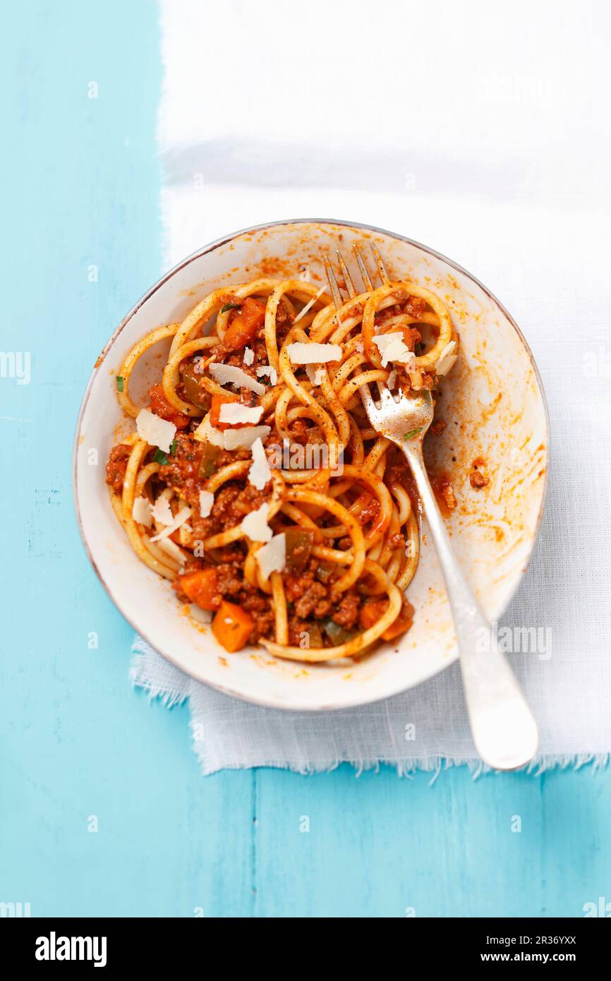 Spaghetti à la bolognese Foto Stock