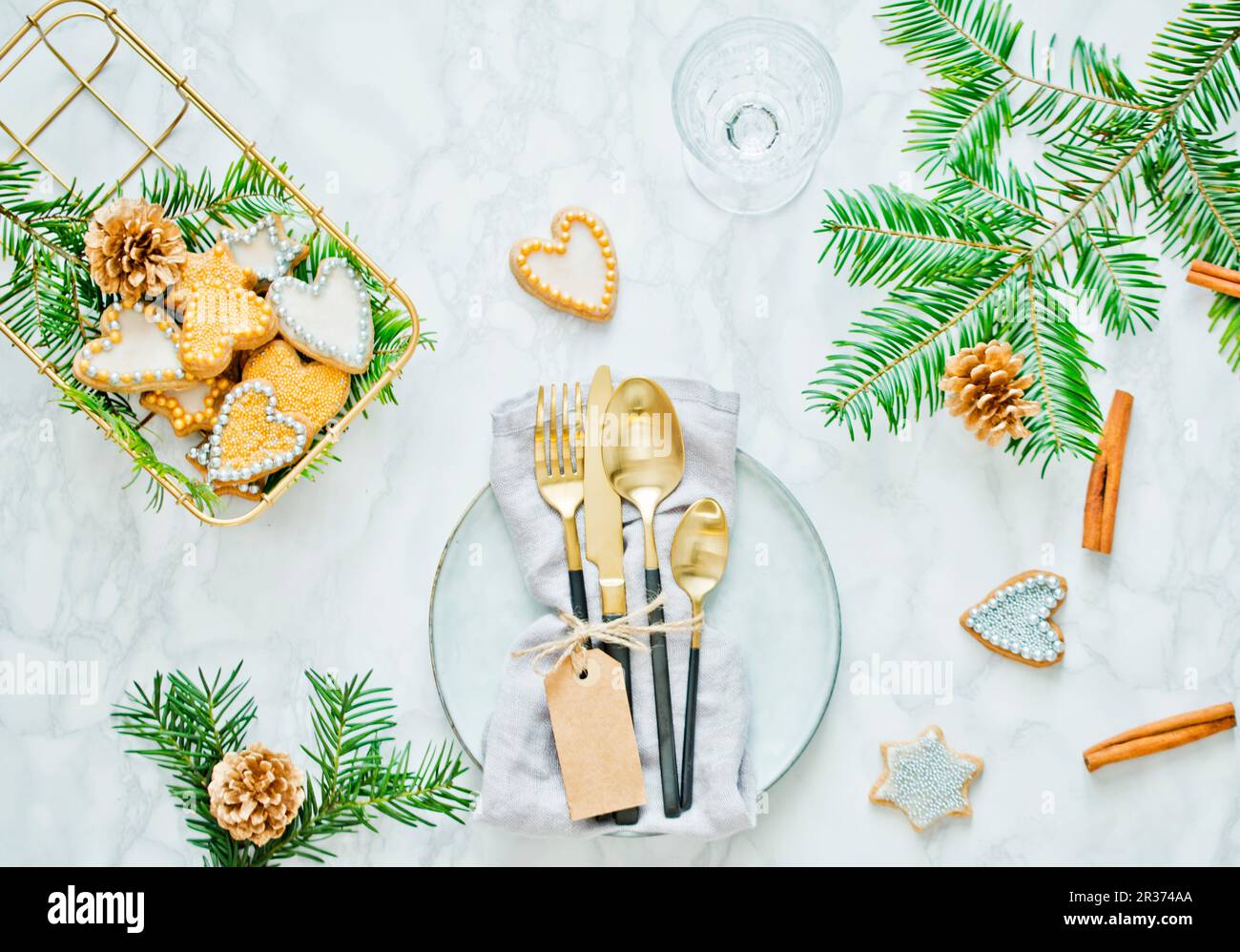 Natale Impostazione tabella Foto Stock