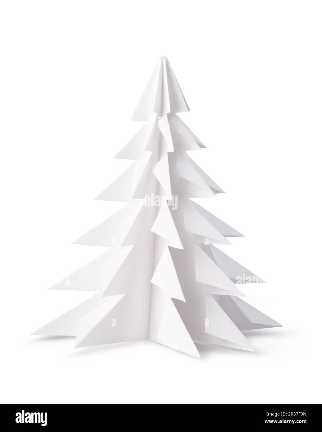 Origami, albero isolato su sfondo bianco Foto Stock