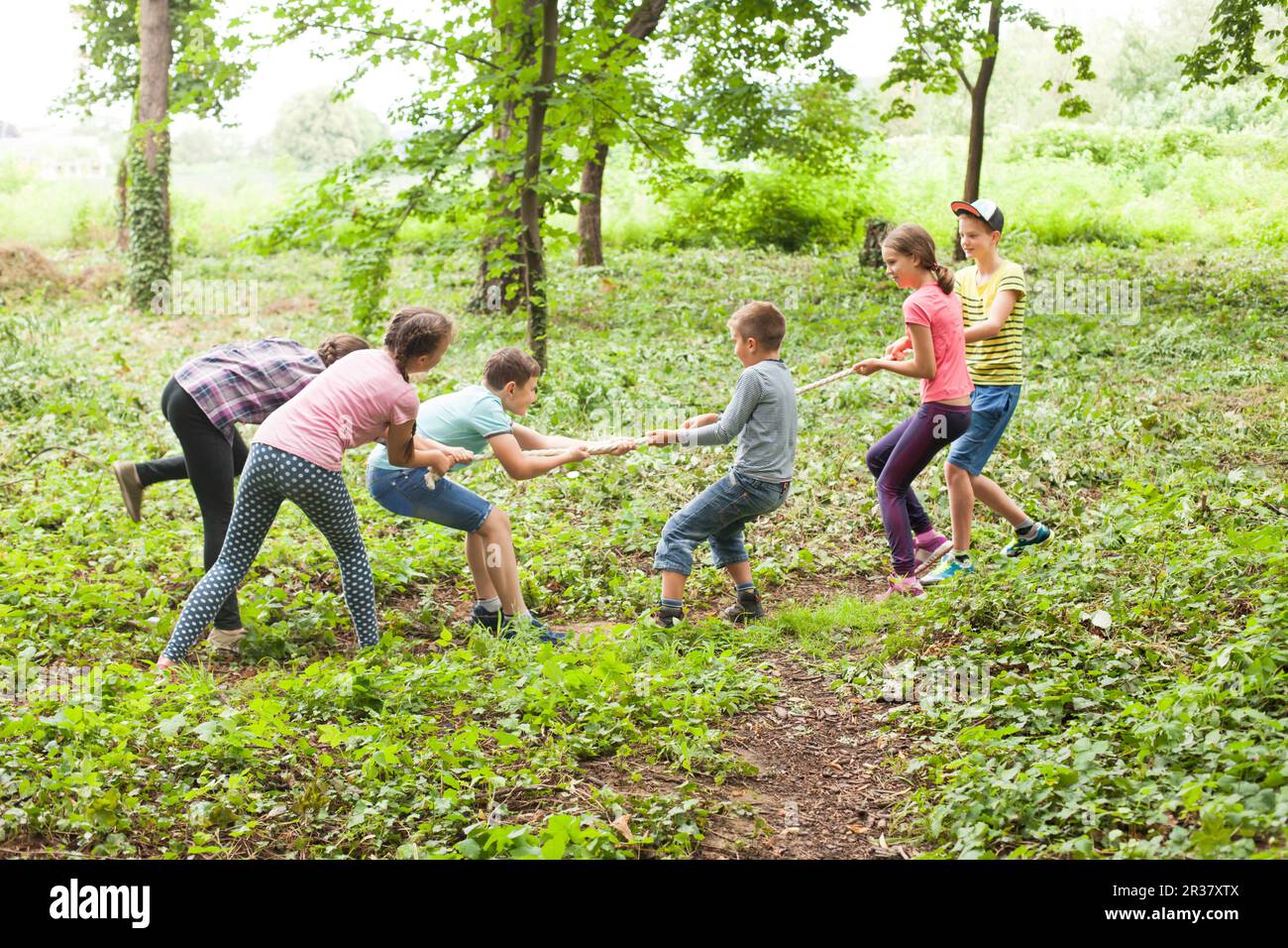 Tug-of-War in posizione di parcheggio Foto Stock