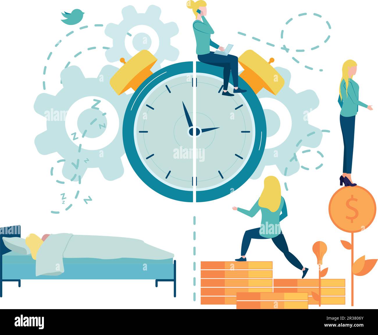 Gestione del tempo. Gestione del tempo. Progetti e scadenze. Illustrazione Vettoriale