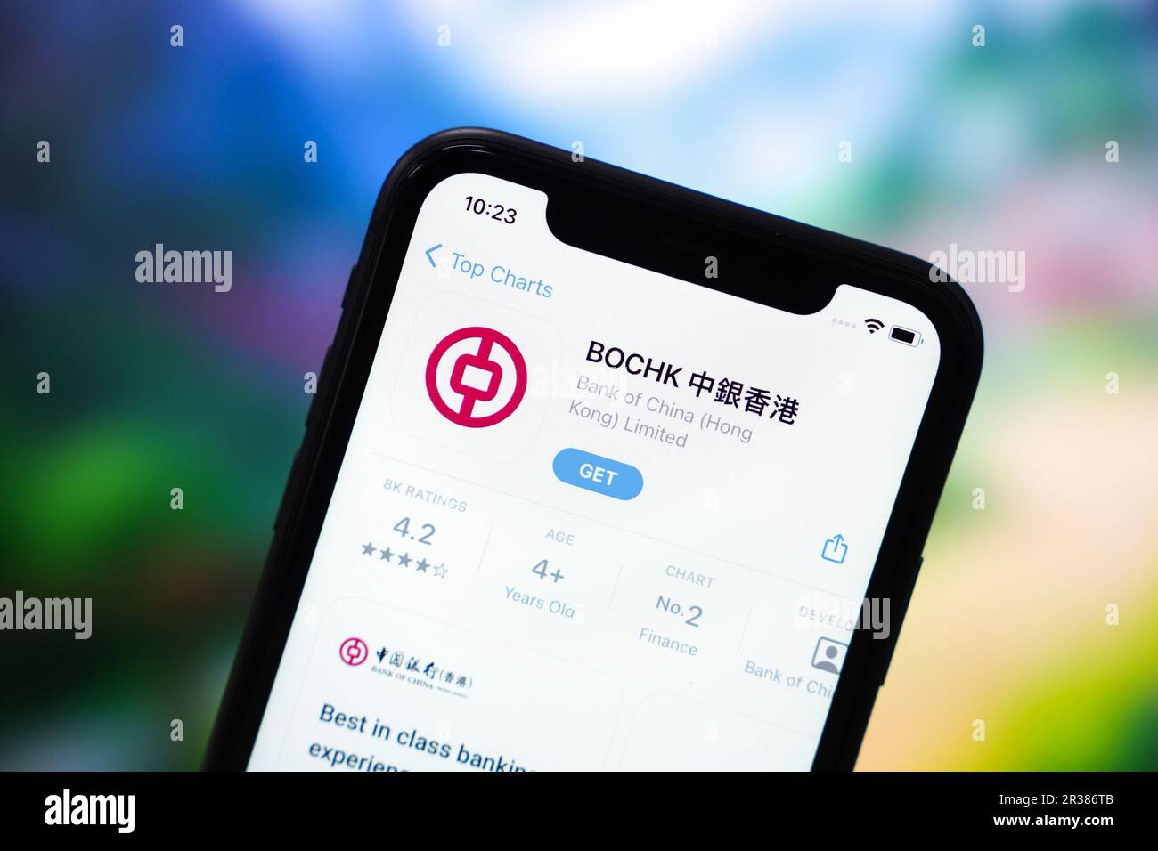 Cina. 22nd maggio, 2023. In questa immagine, il logo dell'app Bank of China (Hong Kong) viene visualizzato sull'App Store di un telefono Apple. Credit: SOPA Images Limited/Alamy Live News Foto Stock