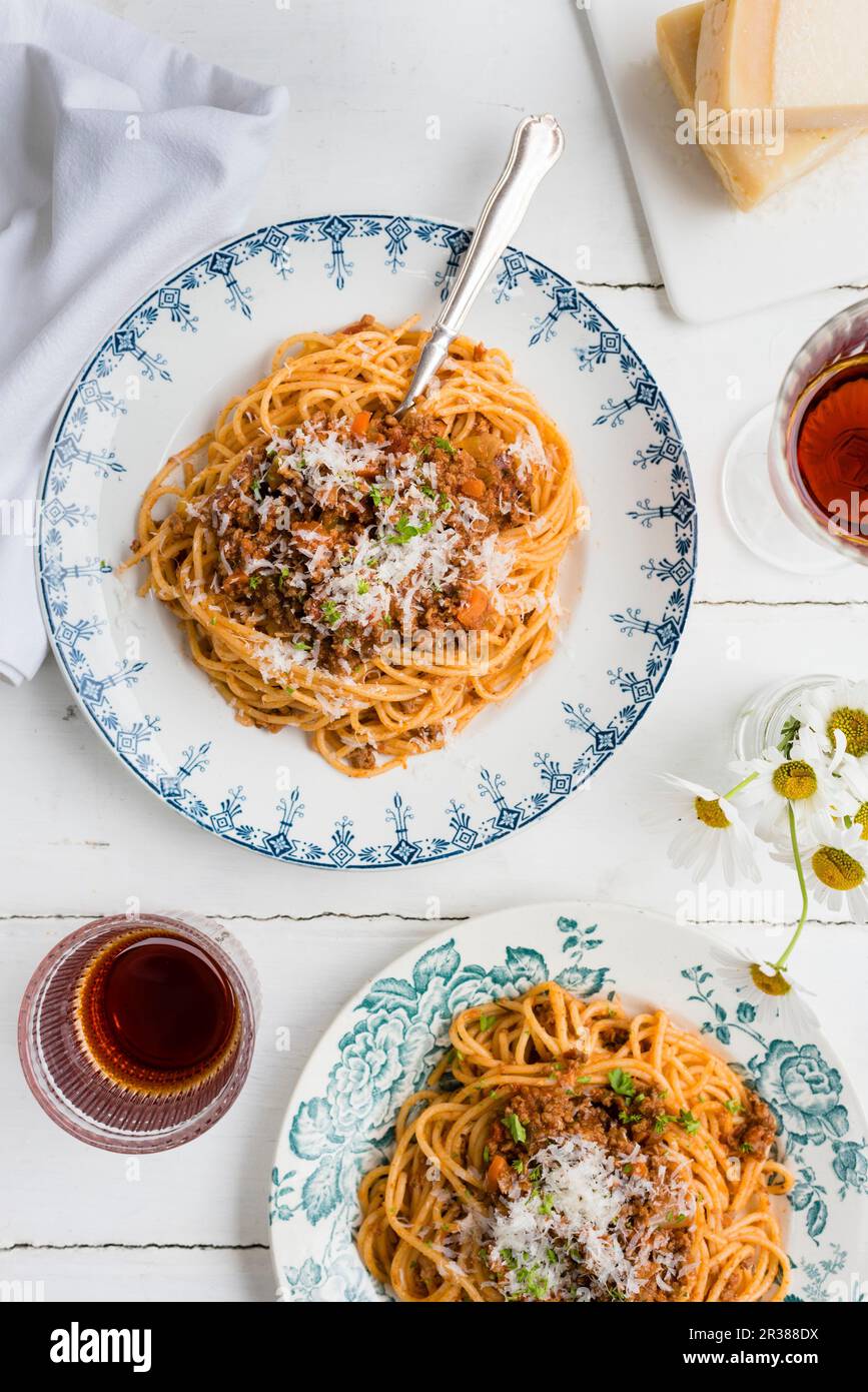 Spaghetti à la bolognese Foto Stock