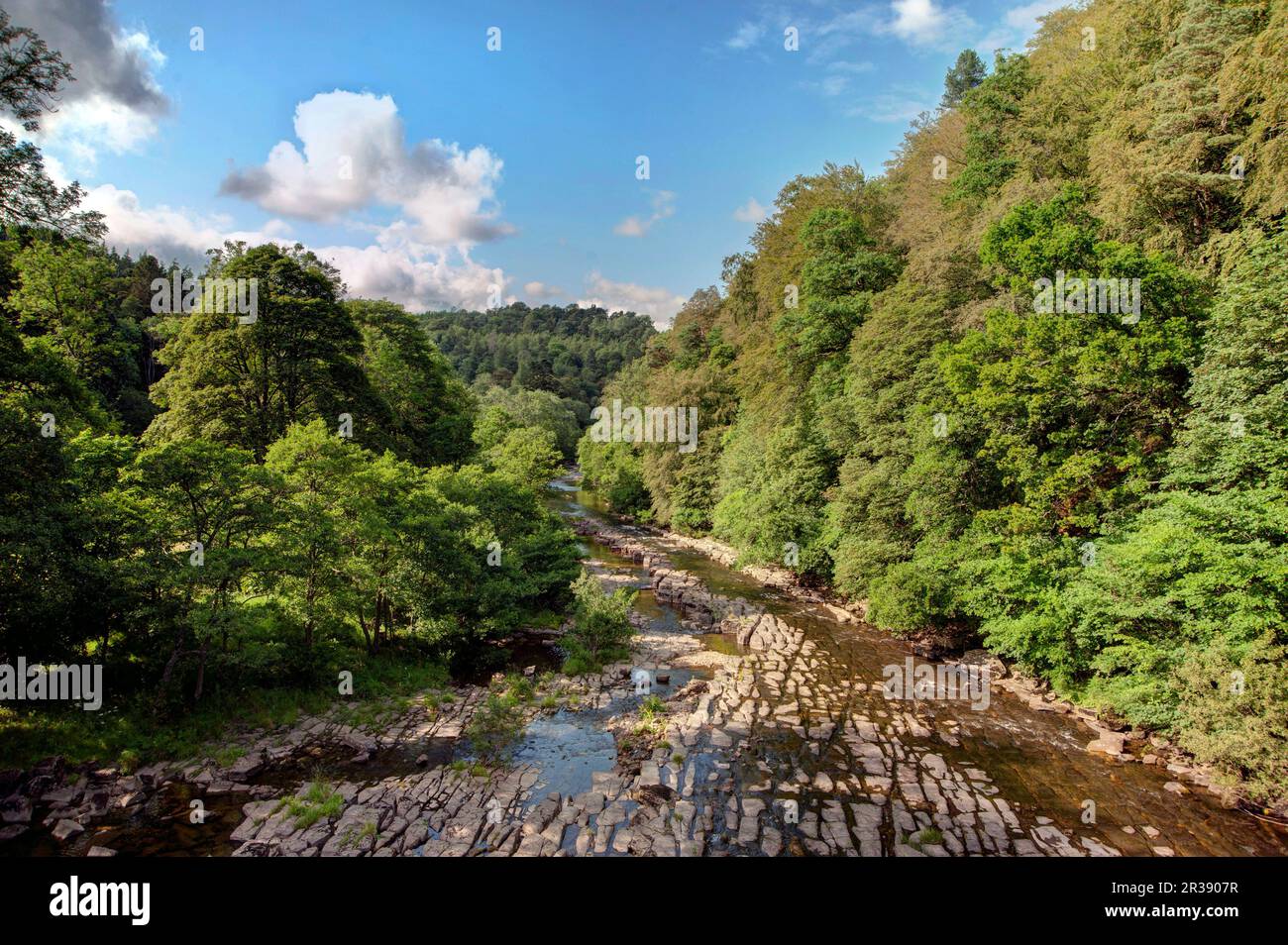 Il fiume Allen a Staward Gorge vicino Bardon Mill, Northumberland Foto Stock