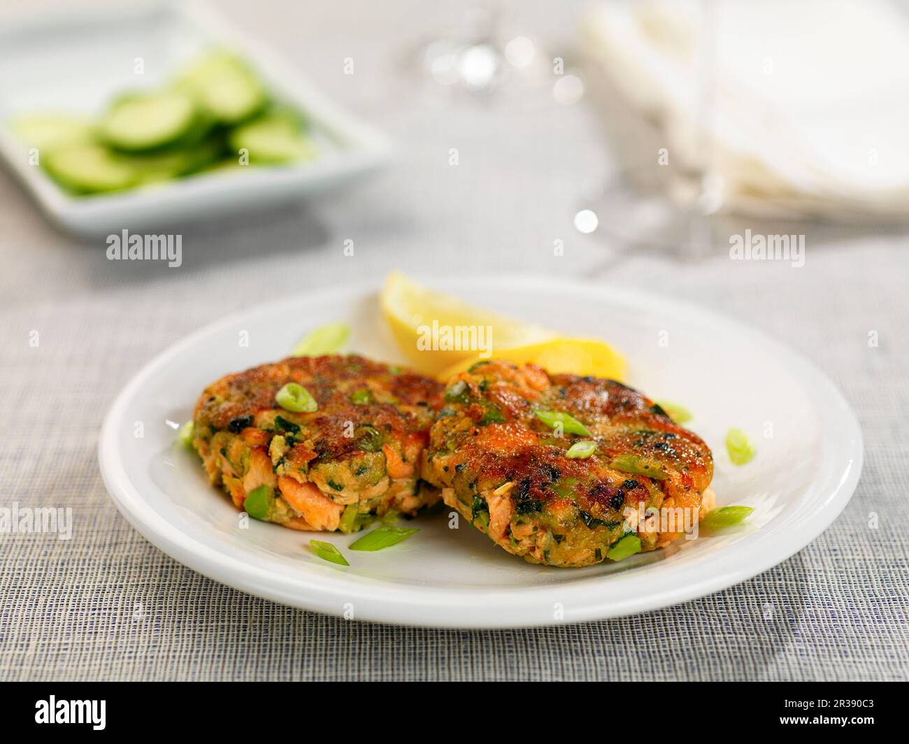 Crocchette di salmone Foto Stock