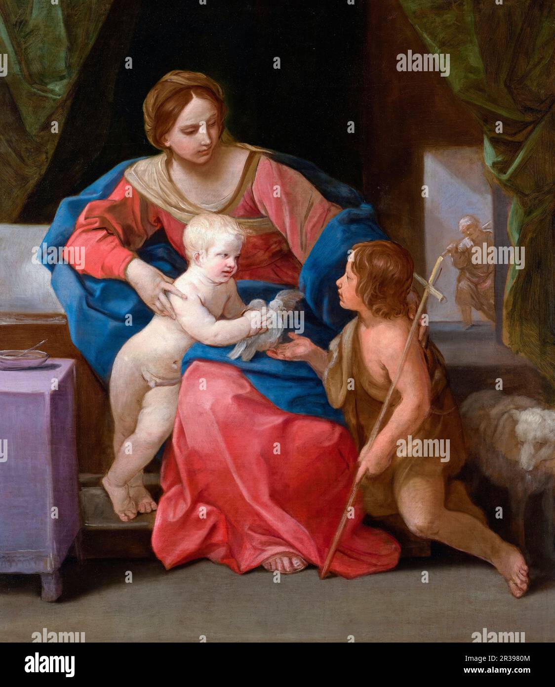 Vergine e Bambino, con San Giovanni Battista , dipinto di Guido reni, 1640-1642 Foto Stock