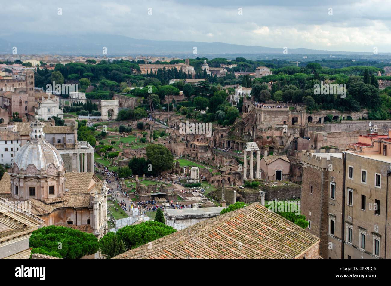 Vista sul sito della Roma antica Foto Stock