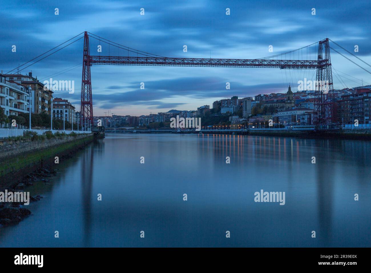 Ponte Bizkaia tra Portugalete e Las Arenas (Getxo), Spagna Foto Stock