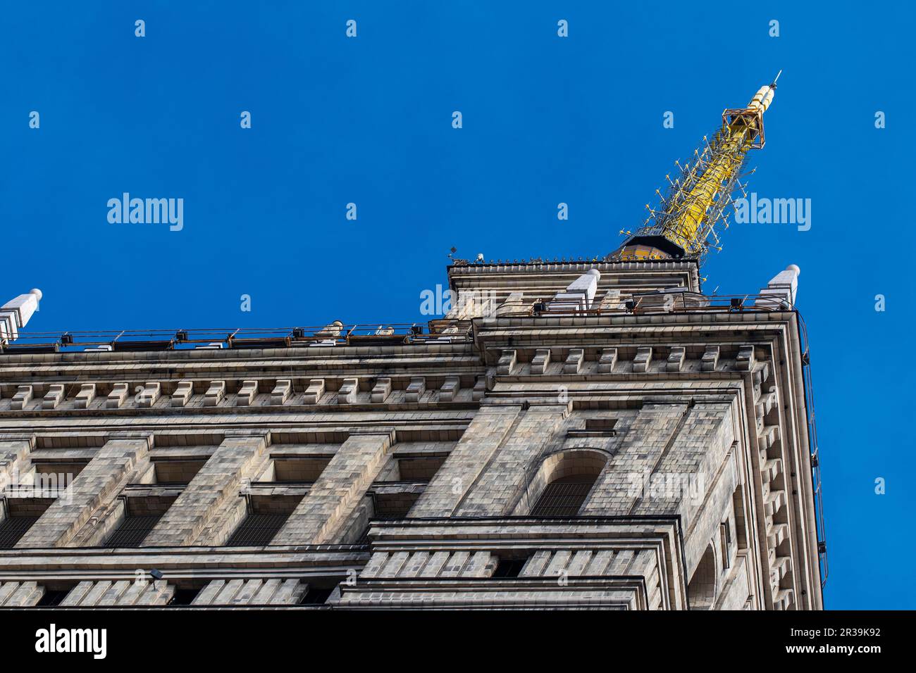 Guglia del Palazzo della Cultura e della Scienza a Varsavia Foto Stock