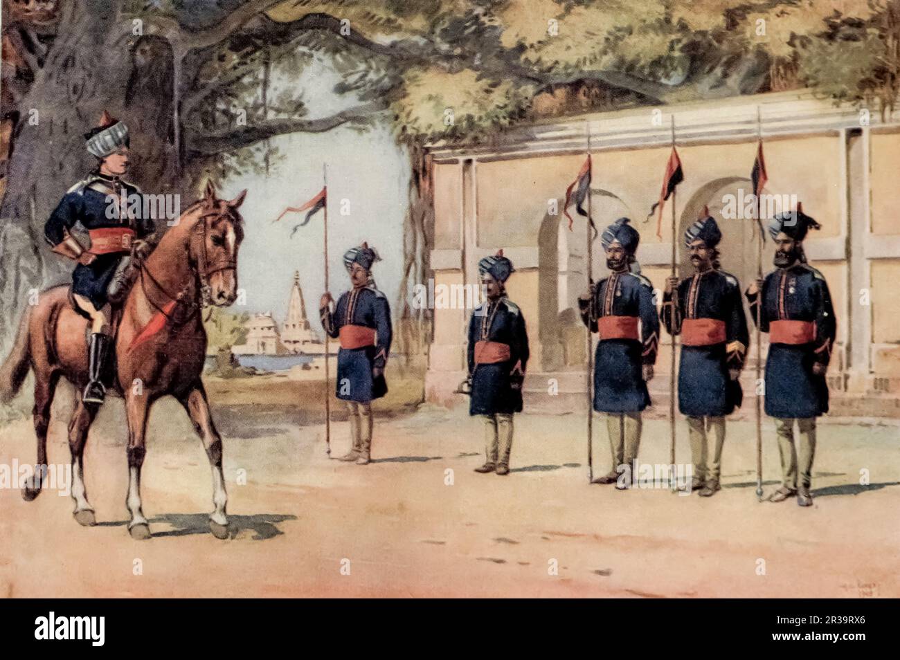 10th Duca di Cambridge's Own Lancers - Hodson's Horse Painted by Major Alfred Crowdy Lovett, (1862-1919) dal libro ' The Armies of India ' di Major George Fletcher MacMunn, (1869-1952) Data di pubblicazione 1911 Editore London, Adam and Charles Black Foto Stock