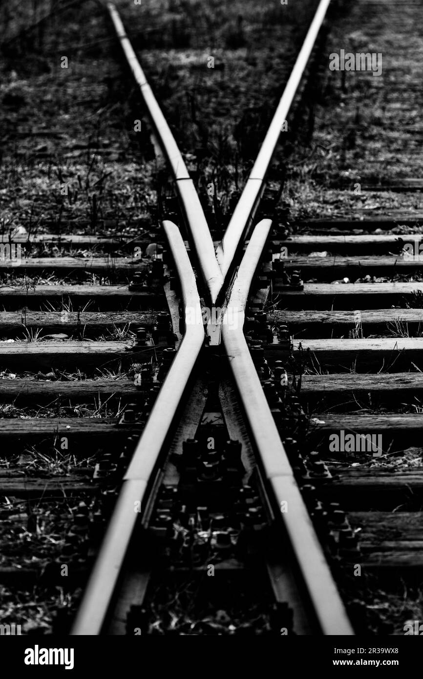 Interruttori binari ferroviari Foto Stock