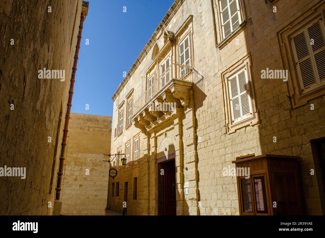 Tipica strada tradizionale di Malta Mdina Foto Stock