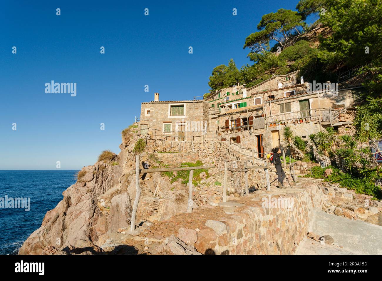 Es Caló de s' Estaca.Valldemossa, Parque Natural de la Sierra de Tramuntana. Mallorca. Islas Baleares. Spagna. Foto Stock