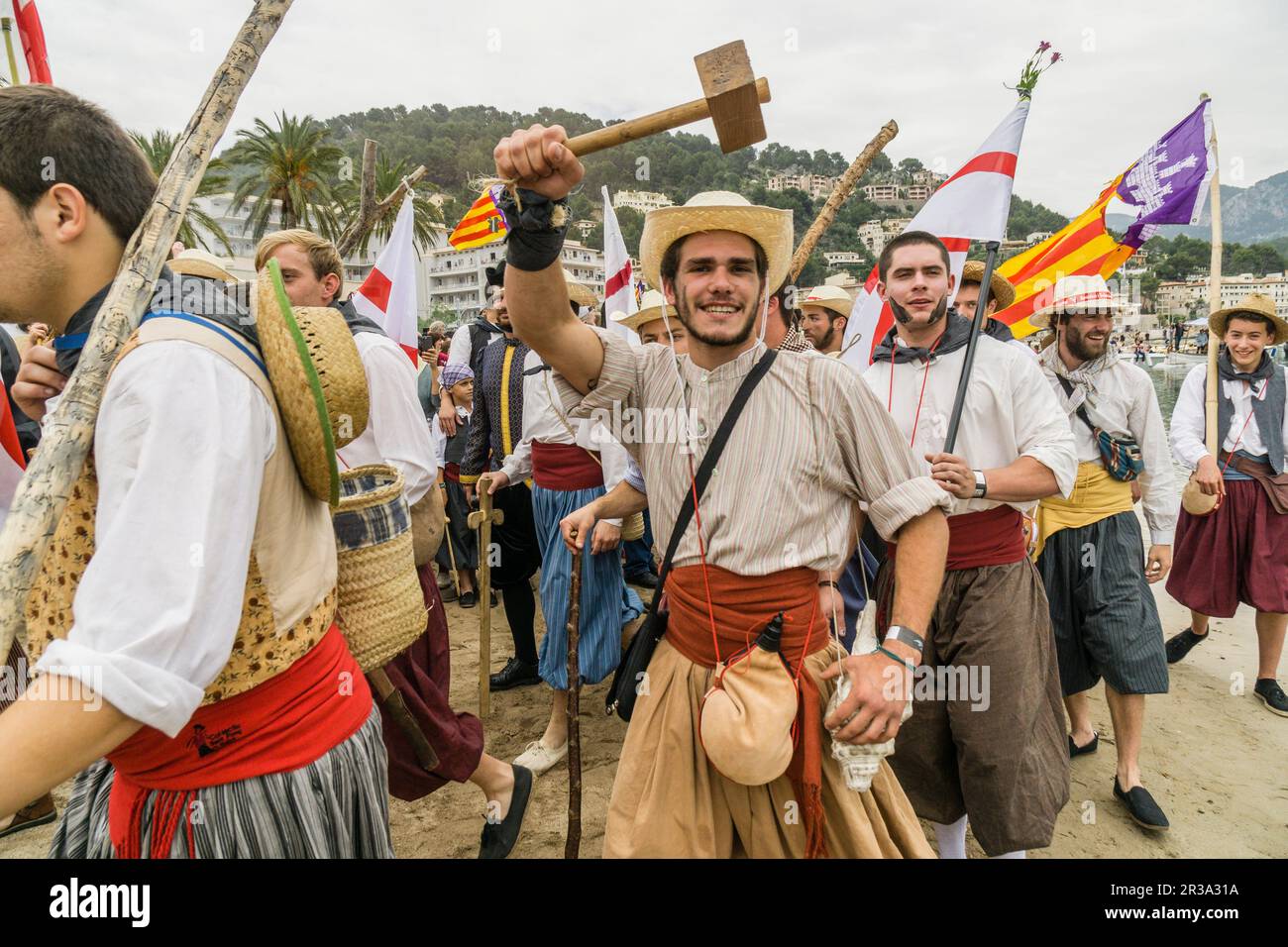 Es Firo, mori e cristiani la celebrazione della vittoria sui barbari di Maggio 11, 1561, Soller Maiorca, isole Baleari, Spagna. Foto Stock