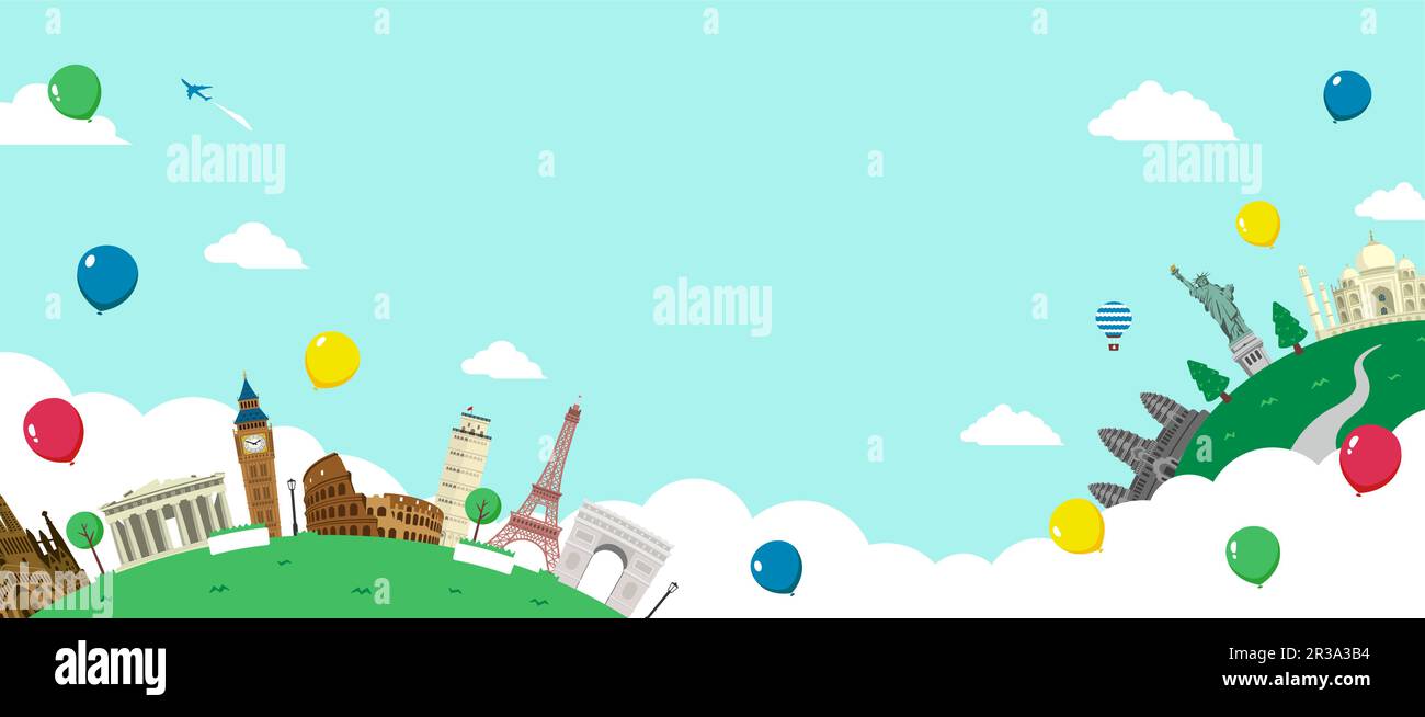 Viaggio del mondo, patrimonio mondiale vettore banner illustrazione Illustrazione Vettoriale