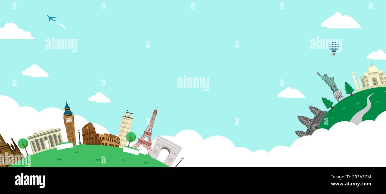 Viaggio del mondo, patrimonio mondiale vettore banner illustrazione Illustrazione Vettoriale