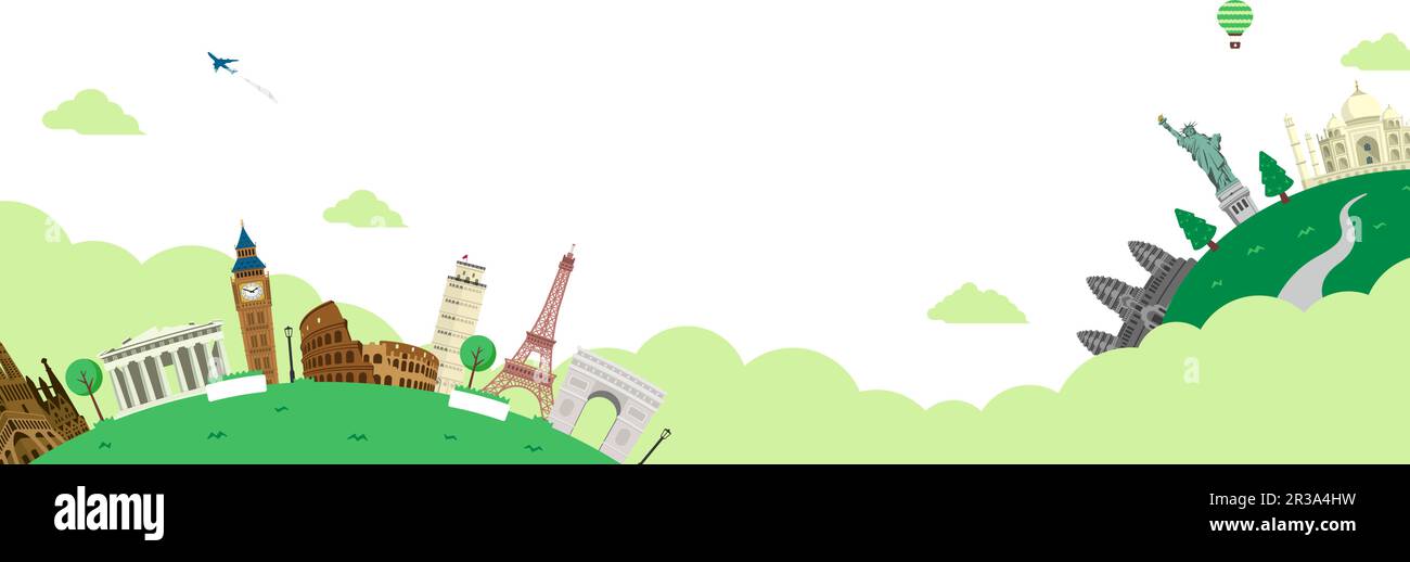 Viaggio del mondo, patrimonio mondiale vettore banner illustrazione Illustrazione Vettoriale