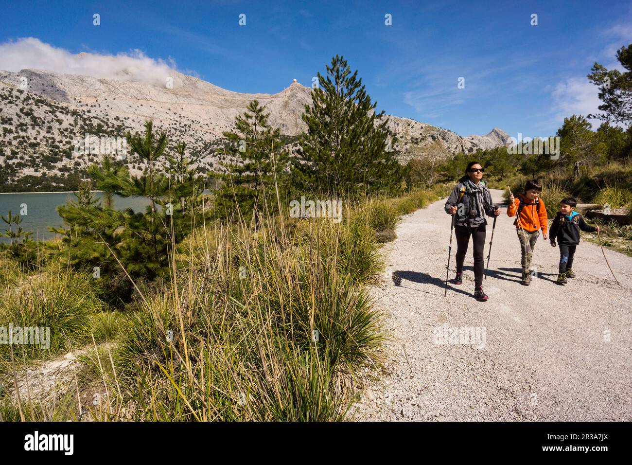 Puig Major, 1445 metro y Embalse de Cuber, Sierra de Tramuntana, Maiorca, isole Baleari, Spagna, Europa. Foto Stock