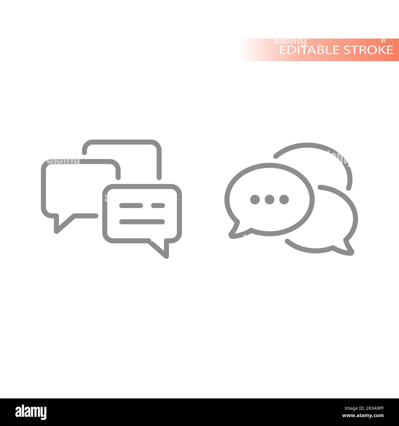 Set di icone della riga del messaggio. Chat, vettore di contorno del fumetto vocale. Illustrazione Vettoriale