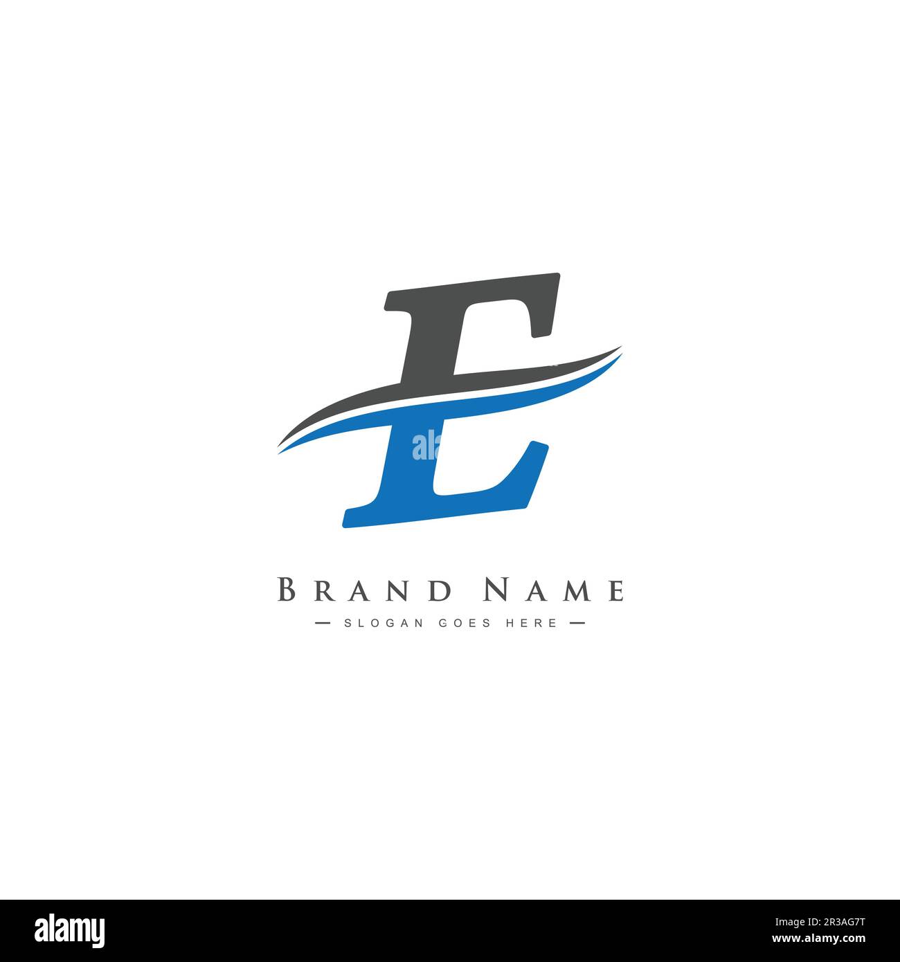 Monogramma creativo per il logo e della lettera iniziale - modello minimo di logo vettoriale per l'alfabeto E. Illustrazione Vettoriale