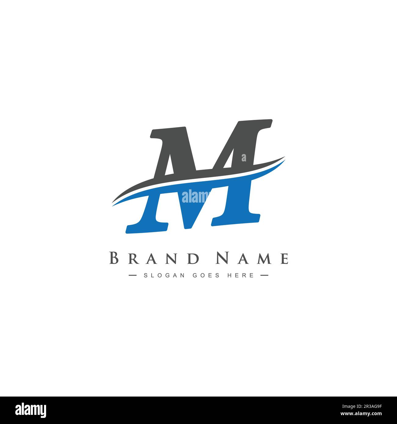 Modello vettoriale per il logo lettera M iniziale - Logo monogramma elegante per Alphabet M. Illustrazione Vettoriale