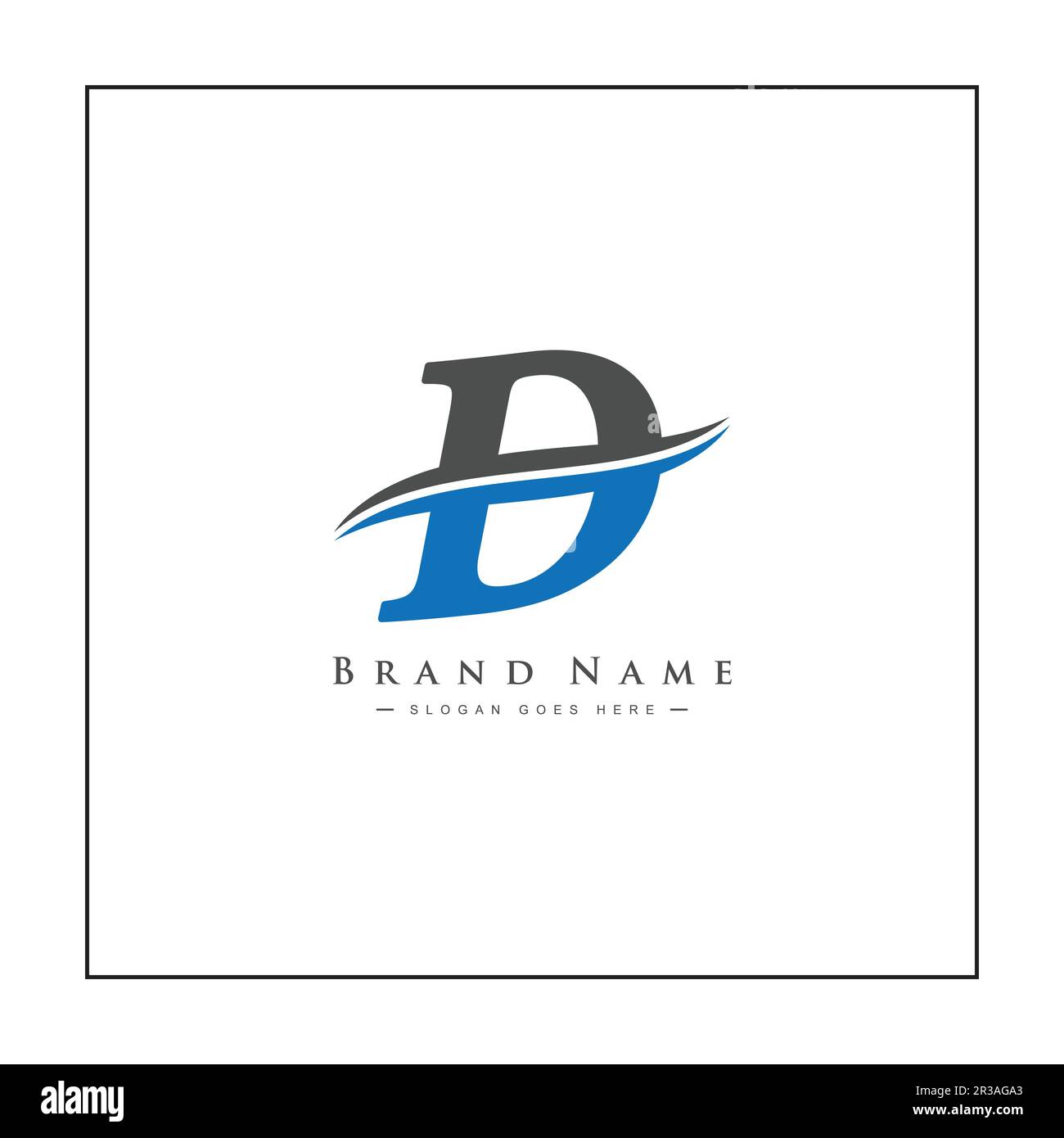 Modello vettoriale per logo iniziale D - Logo monogramma elegante per alfabeto D. Illustrazione Vettoriale