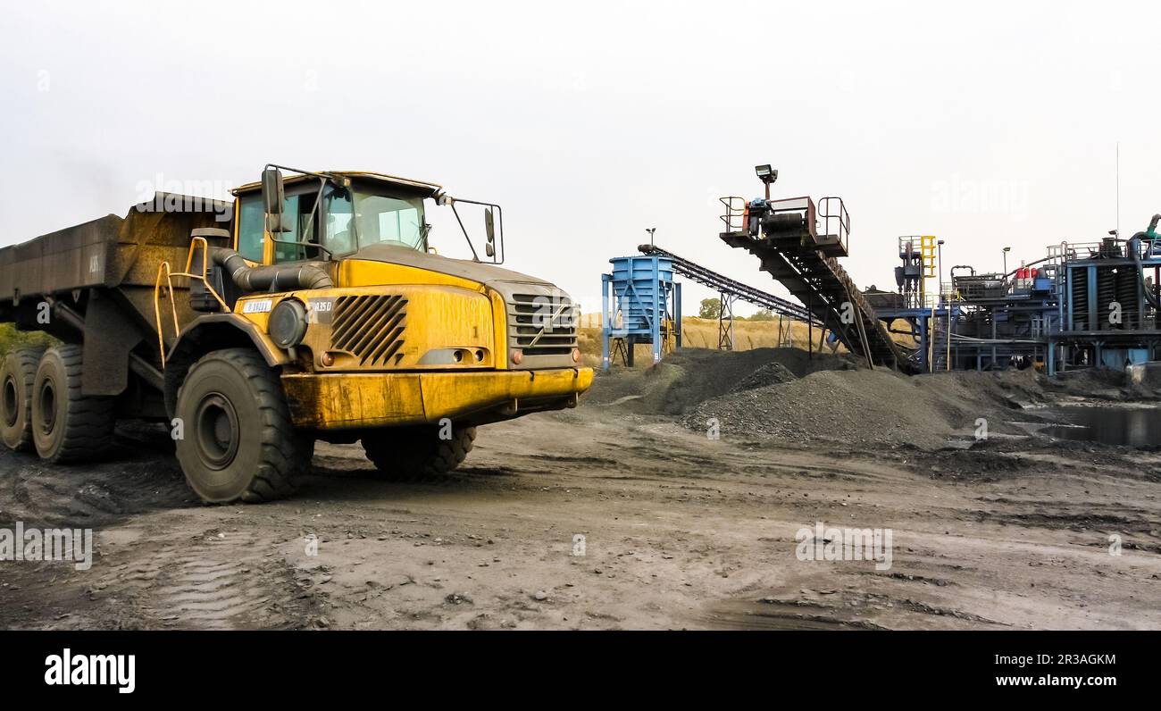 Carbone Mining and Processing Plant Equipment Foto Stock