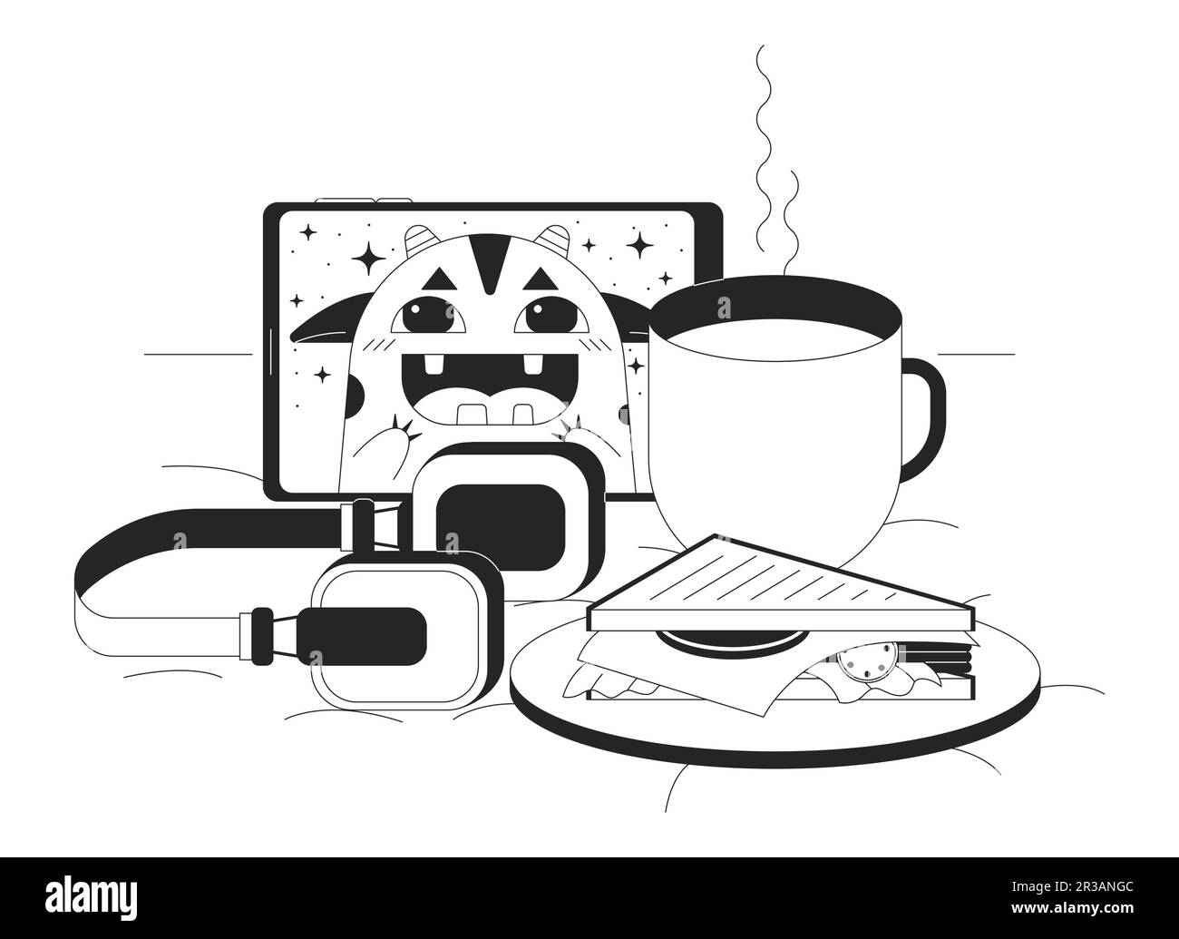 Composizione intima in letto BW immagine concettuale eroe Illustrazione Vettoriale