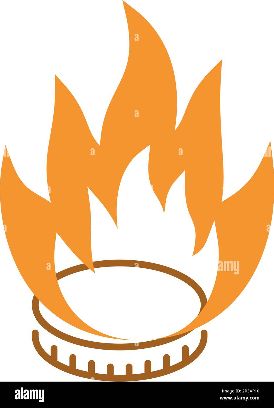 L'icona del bruciatore a gas a combustione, design piatto Illustrazione Vettoriale