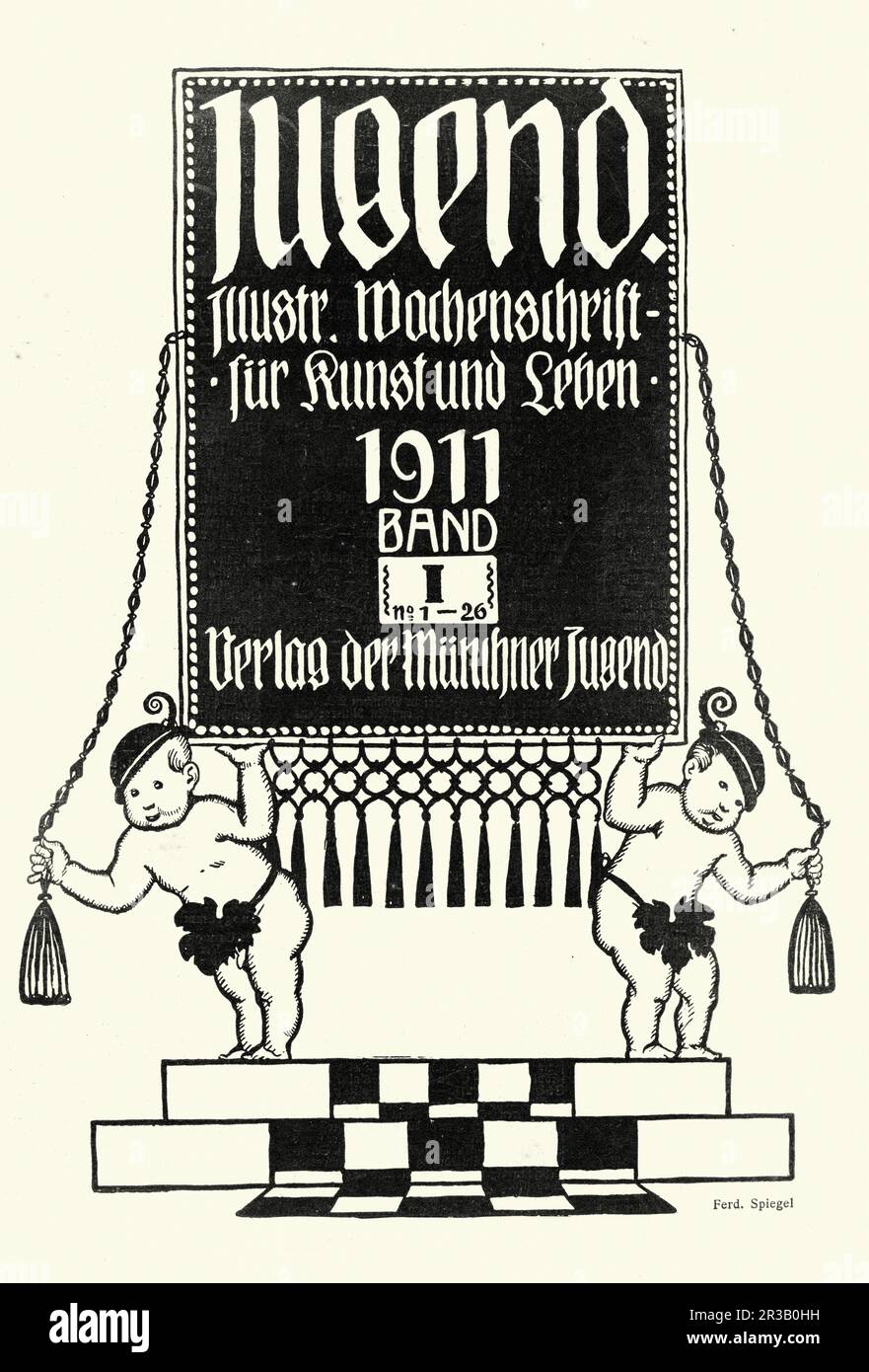 Illustrazione vintage, copertina della rivista Jugend 1911, Art Nouveau, Jugendstil Foto Stock