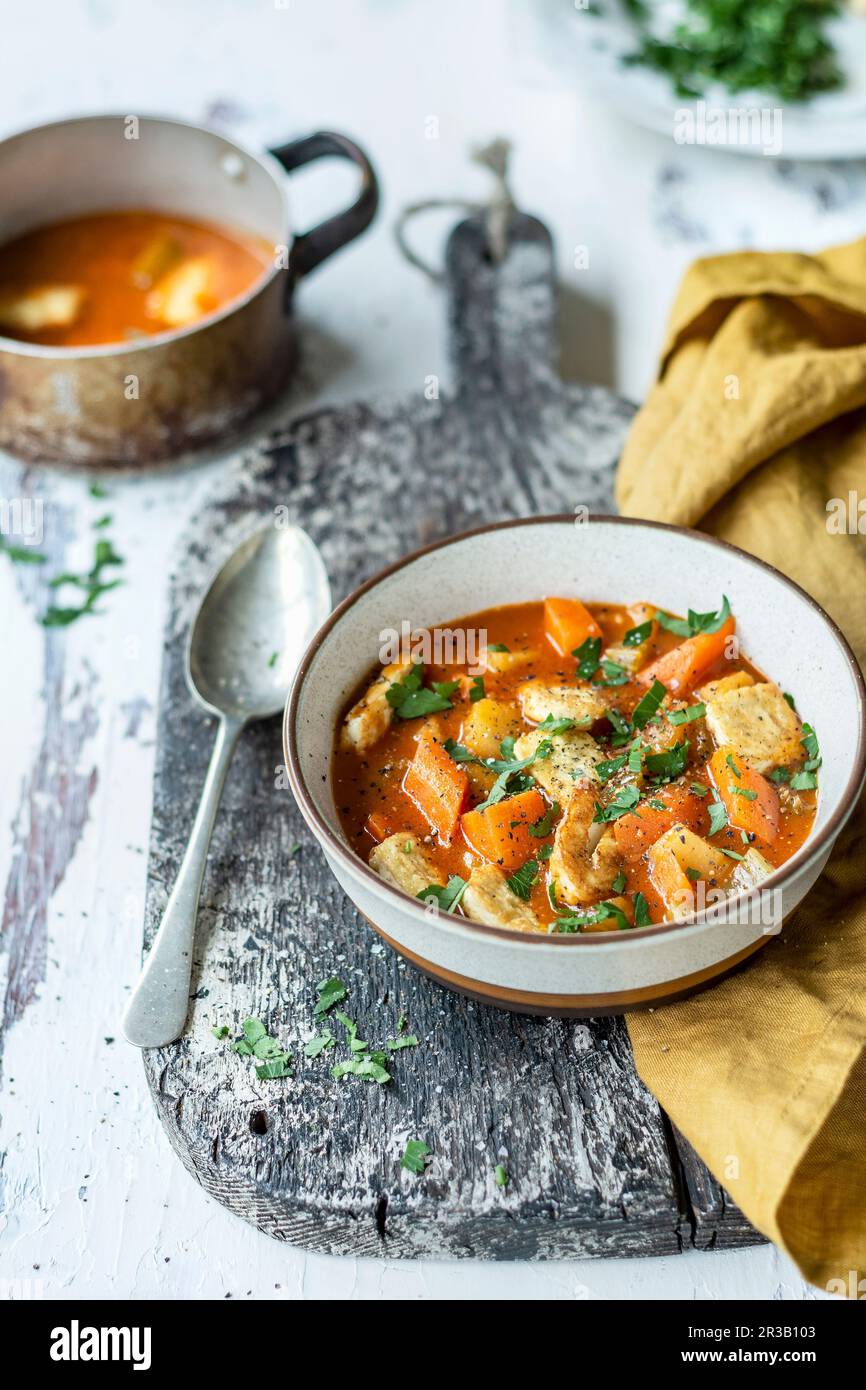 Stufato di tofu vegeteriano Foto Stock