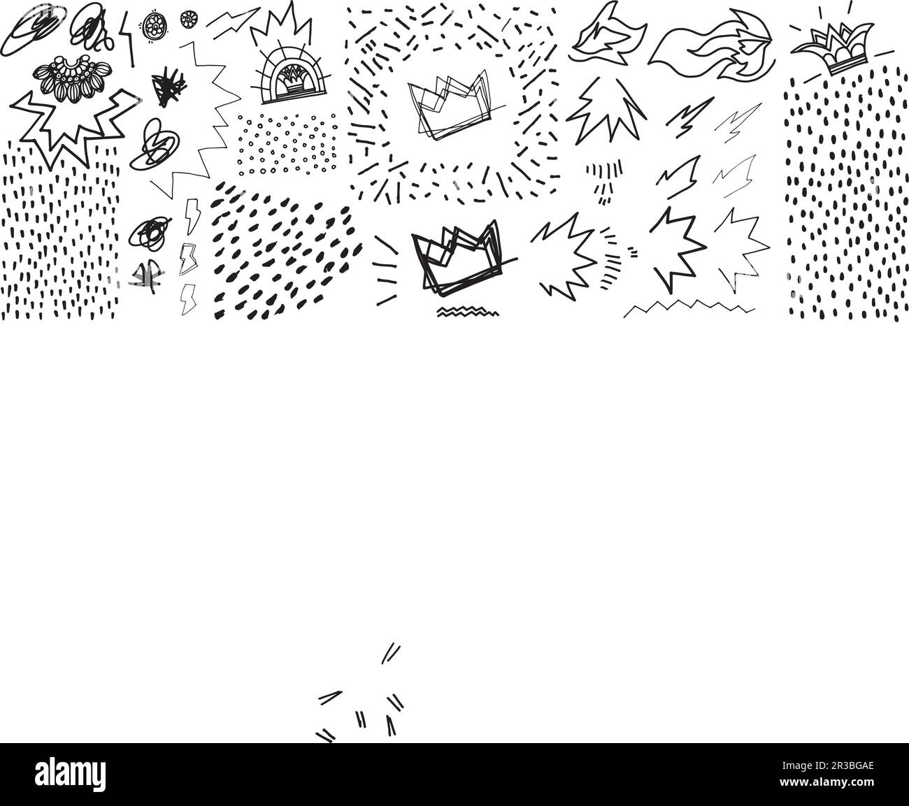 Risorsa di scarabei, marchi fatti a mano con pennarello. Elementi grafici per la creazione di design contemporanei Illustrazione Vettoriale