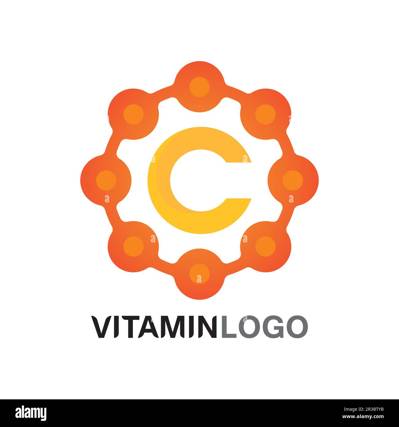 vitamina c logo vettore disegno icona salute nutrizione Illustrazione Vettoriale