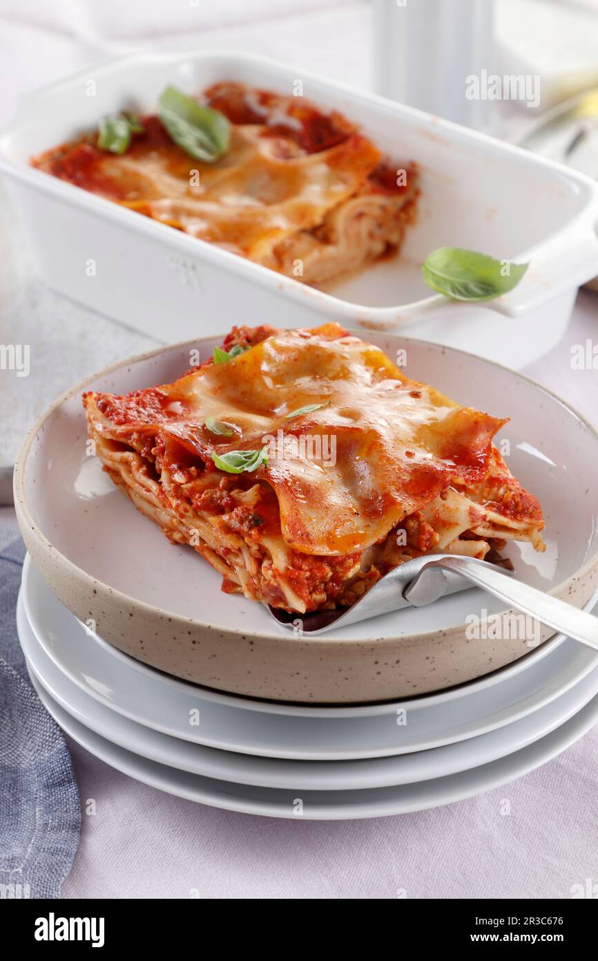 Lasagne con manzo bolognese tritato Foto Stock